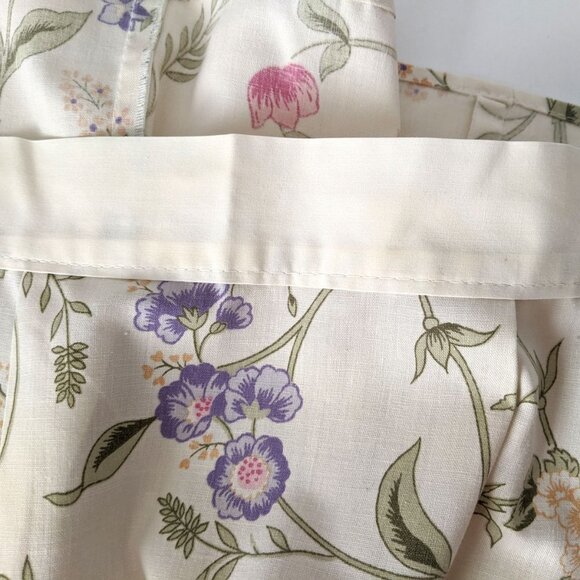 Vintage Floral Skirt Apron Cream Ivory Pink Purple - Picture 5 of 6